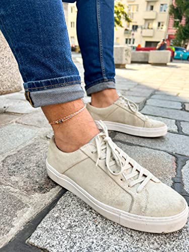 Made by Nami Surfer Anklet with Snap Hook Clasp Waterproof & Adjustable Thin String Ankle Bracelets for Women and Men Handmade Jewelry for Beach and Music Festival Accessories - color: Retro Silver