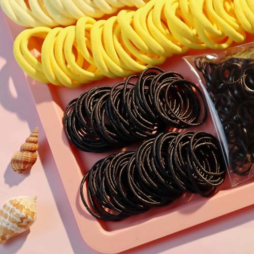 YANRONG Women's Hair Accessories Set: 755 Seamless Ponytail Holders, Variety Hair Scrunchies, Bands, and Ties for Thick and Curly Hair (Yellow) - color: 755PCS（Yellow)