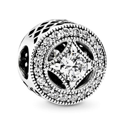 9 Pack Silver Spacer Beads Charms fit Bracelet, Heart Beads DIY Jewelry Gifts Women - color: C