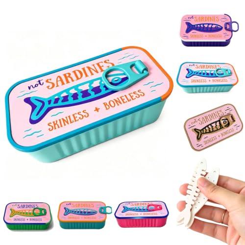 Sardines Travel Jewelry Case, Sardine Tin Jewelry Box, 3d Printed Sardine Tin Like Jewelry Case, with Fish-Shaped Holders for Rings, Earrings and Charms, Portable Earring Organizer (Multicolor G) - color: Multicolor G