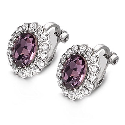 Yoursfs Vintage Crystal Clip On Earrings For Women Platinum Plated Rhinestone Clip On Earrings Non Pierced Oval Shap Cubic Zirconia Earring Hypoallergenic Jewelry - style: Vintage Crystal Earrings