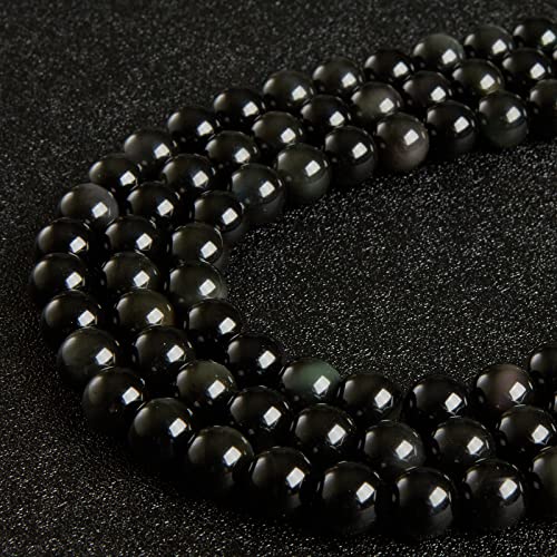 100pcs 6mm Black Obsidian Beads Natural Gemstone Beads Round Loose Beads for Jewelry Making - color: Black Obsidian, size: 6mm