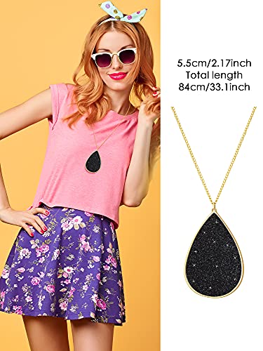Hicarer 4 Pcs Jewelry Sets for Women Glitter Necklace and Earring Set Multi Layer Bracelet Costume Jewelry Sets for Bridal Shower Wedding - color: Black