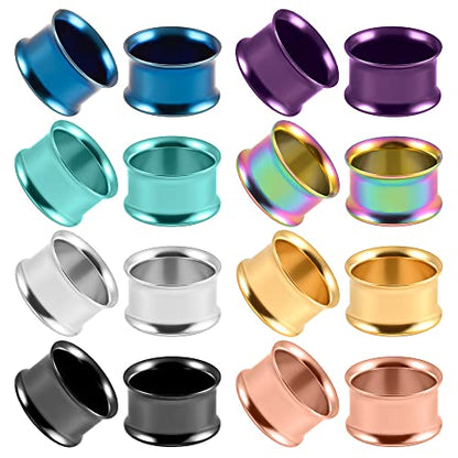 DOEARKO Set of 16 pcs Large Double Flare Ear Gauges 316L Stainless Steel Hypoallergenic Ear Plugs Tunnels Gauges for Ears Expander Body Jewelry - size: 8mm(0G)