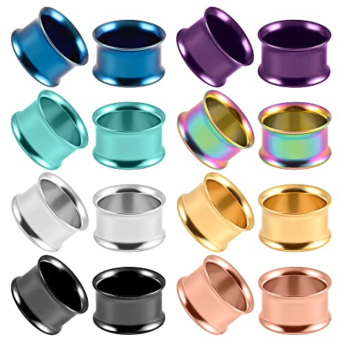 DOEARKO Set of 16 pcs Large Double Flare Ear Gauges 316L Stainless Steel Hypoallergenic Ear Plugs Tunnels Gauges for Ears Expander Body Jewelry - size: 16mm(5/8")