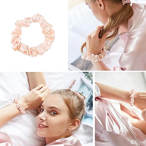 Hair Ties Satin Silk Small Scrunchies for Women Girls Ponytail Holders 20 Pcs Mini Bulk Scrunchies Elastic Hair Bands for Thick Curly Hair Pony Tails Hair Ties - color: Popular color