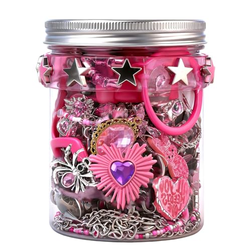 SMUOBT Mystery Jewelry Jar Bundle - Surprise Vintage Jewelry Box for Women,Gift Jewelry Set (Necklace, Earrings, Rings,Kracelet,Keychain) - Unique Birthday Gift for Women - color: Punk