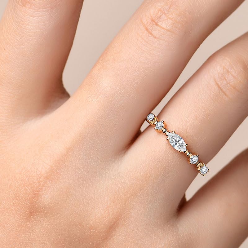 S925 Sterling Silver Marquise & Round Cut Diamond Dainty Interwoven Eternity Bands For Women | D-color VVS2 Excellent Cut |Promise Rings for Her