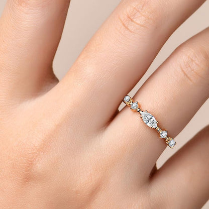 S925 Sterling Silver Marquise & Round Cut Diamond Dainty Interwoven Eternity Bands For Women | D-color VVS2 Excellent Cut |Promise Rings for Her