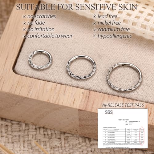 PEAKLINK 16G Arrow Nose Hoop Ring Conch Helix Cartilage Earring Hinged Segment Seamless Clicker Ring Surgical Steel Septum Jewelry Rook Daith Lip Tragus Piercing Jewelry for Women Men - color: Front Arrow,Silver
