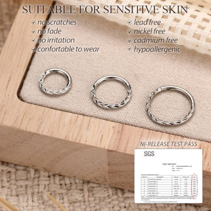 PEAKLINK 16G Arrow Nose Hoop Ring Conch Helix Cartilage Earring Hinged Segment Seamless Clicker Ring Surgical Steel Septum Jewelry Rook Daith Lip Tragus Piercing Jewelry for Women Men - color: Front Arrow,Silver