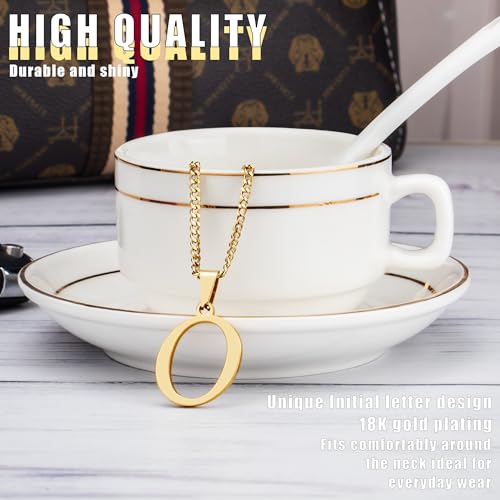 Suweibuke Initial Necklace for Men Women Boys Girls, 18K Gold Plated 26 Letters Pendant Necklace, Personalized Jewelry Gifts - color: Gold--1O