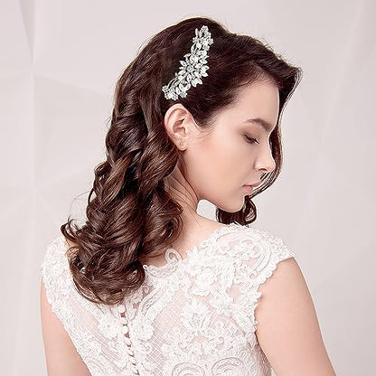 Silver Wedding Hair Comb With Pearls and Crystals Wedding Hair Accessories Bridal Headpiece Or For Parties - color: Silver