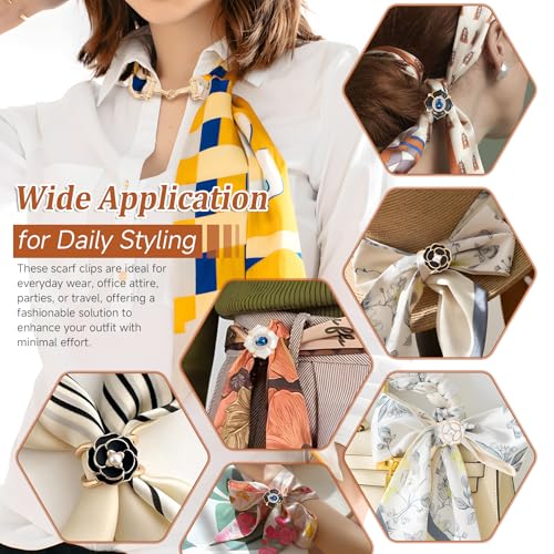 8 Sets Scarf Ring Elegant Horsebit Buckles Metal Clips for Women Scarves Pin Tshirt Ties Clip Perfect for Silk Scarves, Shawls, and Fashion Accessories