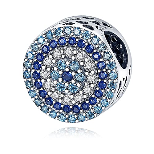 Pandach 925 Sterling Silver Charms Beads for Bracelets and Necklaces Butterfly and Headphones Pendants Clover Charms Jewelry Gift for Women - style: Classic Blue Eye