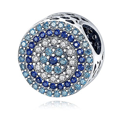 Pandach 925 Sterling Silver Charms Beads for Bracelets and Necklaces Butterfly and Headphones Pendants Clover Charms Jewelry Gift for Women - style: Classic Blue Eye