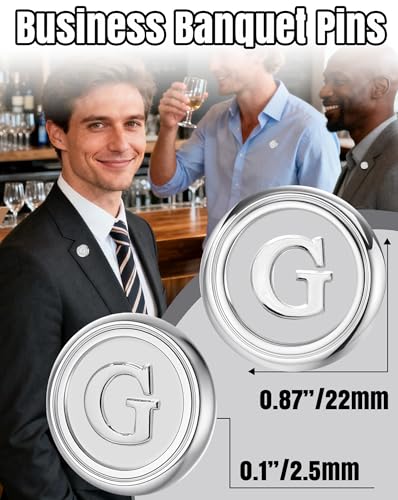 Initial Letter Pins A-Z Men Classic Brass 26 Alphabet Badge for Business & Wedding Shirt - color: Silver, style: Letter G