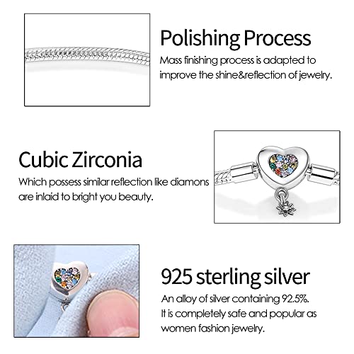 KUNSIR 925 Sterling Silver Palm Clasp Snake Chain Bracelet Basic Charm Bracelets Fit Any PDL Charm, with for Teen Women - style: KJB007
