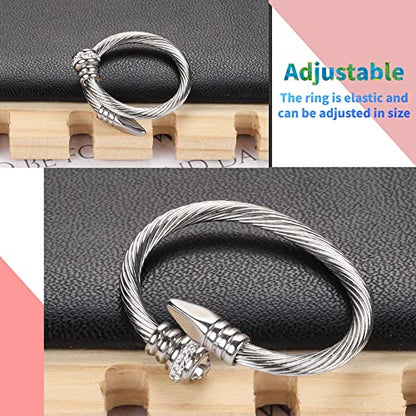 Dorriss Ring for Women Adjustable Cable Nail Rings Open Stackable Jewelry - color: A-Silver