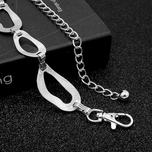 LIMHOO Women's Metal Waist Chain Belts Gold Silver Link Belt for Dresses - color: Square Silver, size: M: Length 120cm/47.2in