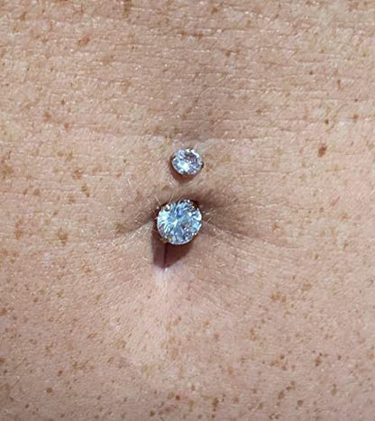 QWALIT Belly Button Rings 14G Surgical Steel Belly Rings CZ Opal Navel Piercing Jewelry for Women Girls 3/8" 10mm Silver Rose Gold - color: A11-8pcs black & silver