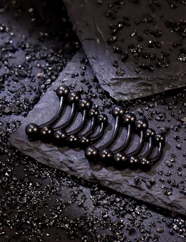 20G 16G 14G 12G Eyebrow Ring Piercing Jewelry Surgical Steel Vertical Labret Lip Ring Rook Daith Earrings Navel Small Tiny Belly Button Ring Piercing Jewelry for Women Men Silver Black Gold - color: Black, size: 12G