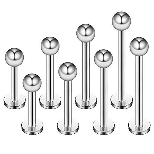 14G Labret Monroe Lip Ring Helix Earring Tragus Cartilage Piercing Jewelry 8PCS - color: Steel