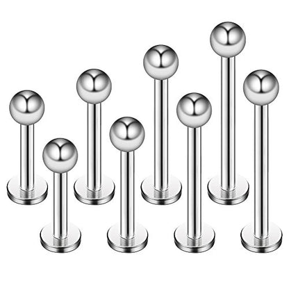 14G Labret Monroe Lip Ring Helix Earring Tragus Cartilage Piercing Jewelry 8PCS - color: Steel