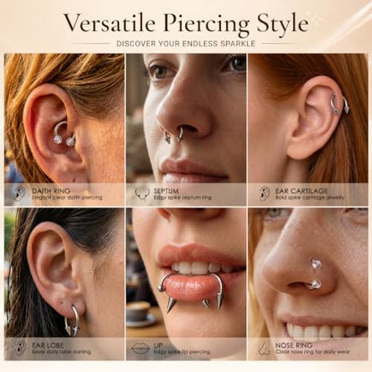 Zolure 16g Lip Rings Horseshoe Labret Jewelry Lip Barbell Ring Spike Snake Bite Piercing Jewelry Tragus Helix Earrings Studs Medusa Piercing for Women Men - color: 16G 8mm #6
