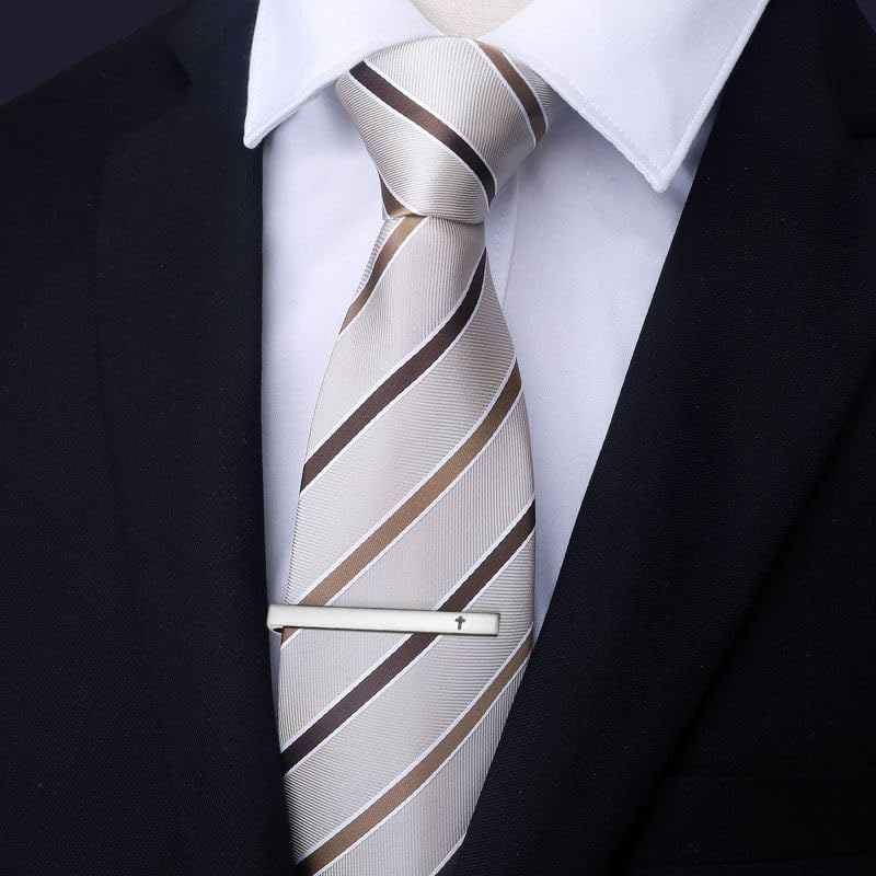 Unique Cross Tie Clips For Men Silver Black Gold Religious Christian Tie Clips For Men's Tie Accessories - style: silver tie clip cross