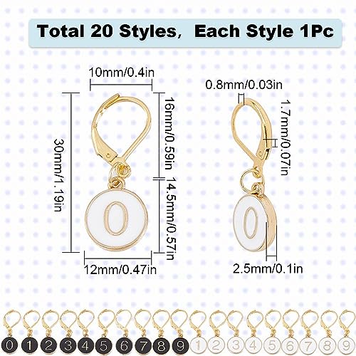 SUNNYCLUE 1 Box 20Pcs Number 1~9 Stitch Markers Charms Crochet Enamel Cute Removable Clip on Leverback Clasp Charm Locking Metal Knitting Markers for Weaving Sewing Knit Quilting DIY Zipper Pull - color: 20pcs Number 1~9 Stitch Markers With Upgraded Gift