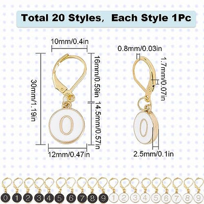 SUNNYCLUE 1 Box 20Pcs Number 1~9 Stitch Markers Charms Crochet Enamel Cute Removable Clip on Leverback Clasp Charm Locking Metal Knitting Markers for Weaving Sewing Knit Quilting DIY Zipper Pull - color: 20pcs Number 1~9 Stitch Markers With Upgraded Gift