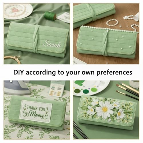 Tondiamo 1 Pcs Velvet Jewelry Roll Luxury Travel Jewelry Case for Ring Necklace Earring Bracelet Storage Bag Women Bridesmaid Gift (Sage Green) - color: Sage Green