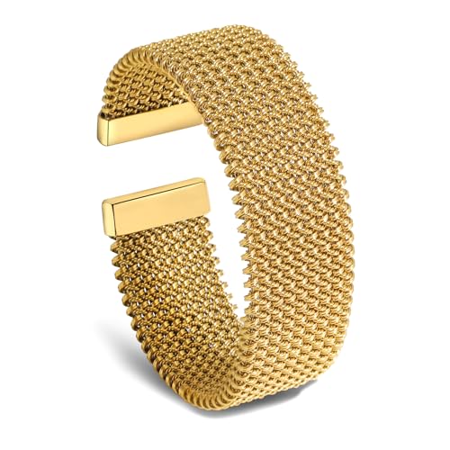 hotoo Gold Open Cuff Bangles Wide Woven Bracelets For Women Stainless Steel Stackable Jewelry For Xmas Birthday Gifts - style: Cuff Bracelet