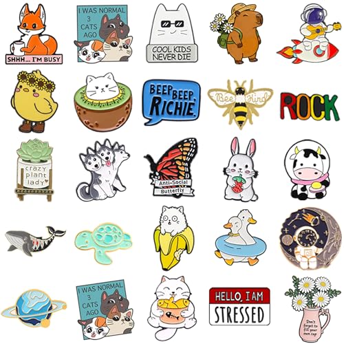 SINCCO 20/40/50/70 Pcs Cute Enamel Backpack Pins, Funny Anime Enamel Lapel Pins Bulk Set Cool Brooch Button Pins Badge Aesthetic for Backpacks, Bag, Jacket, Kids, Girls - style: 70pcs