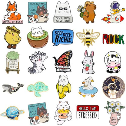 SINCCO 20/40/50/70 Pcs Cute Enamel Backpack Pins, Funny Anime Enamel Lapel Pins Bulk Set Cool Brooch Button Pins Badge Aesthetic for Backpacks, Bag, Jacket, Kids, Girls - style: 70pcs
