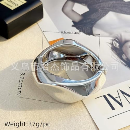 Chunky Irregular Open Cuff Bangle Bracelet for Women, Geometric Resin/Metal Hinged Bracelet, Bold Statement Jewelry for Party Daily Wear