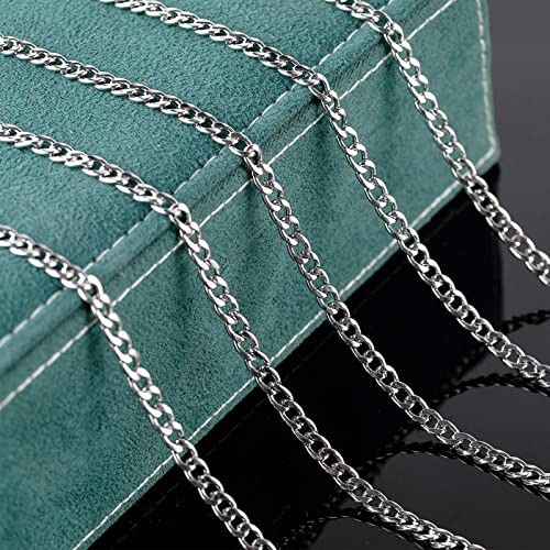 16.4 Feet Stainless Steel Curb Chains 5mm Silver Twisted Links Necklace Chain Bulk Spool with Open Jump Rings Lobster Clasps for Women DLY Bracelet Jewelry Making - color: Twist_7.5x5mm