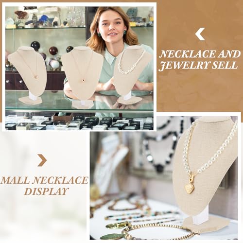 Huquary 6 Pcs Necklace Display Stand Necklace Holder Jewelry Bust Display Stands for Selling Home Store Trade Shows Photography Props Retail(Flaxen,Linen) - color: Flaxen