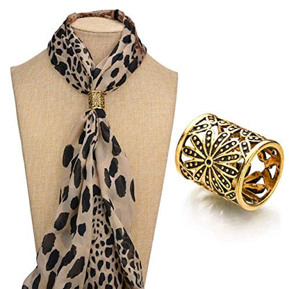 Joyci 3pcs Women's Scarf Ring Clip Slide Gold Silver Tone Hollow Tube | Retro Style Scarf Fastener for Women's Shawl, Silk Neckerchief, Napkin, Metal Antique Sturdy, Classy Fashion Accessories - color: Gold