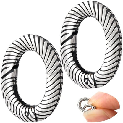 Pndeyo 2pcs 925 Sterling Silver Oval Jewelry Clasps, Hypoallergenic Necklace Enhancer Shortener, Spring Bail Clasp Rings Connector Clips for Bracelet Anklet Jewelry Making- Black