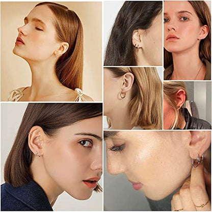 Osayia 316L Surgical Stainless Steel Small Hoop Earrings 8mm 10mm 12mm Hypoallergenic Huggie Thin Hoop Earrings Helix Lobes Hinged Sleeper Earrings Men Women for Cartilage Piercings - color: H: Blue (Diameter 8mm/10mm/12mm),3 Pairs