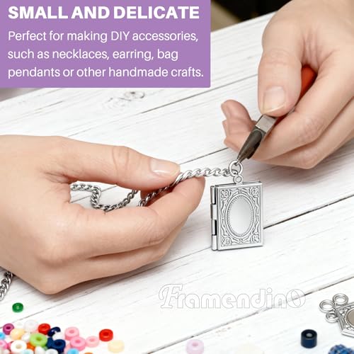Framendino, 10 Pack Silver Rectangle Photo Frame Charms Stainless Steel Locket Memory Pendants for DIY Necklace Jewelry Making