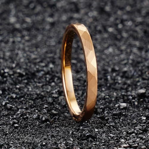 2/4/6/8mm Black/silver/gold Tungsten Rings for Men Womens Couple Fashion Jewelry Promise Engagement Wedding Band Hammered Inner ring inlaid with olive wood Carbide Polished Edge Comfort Fit - color: 2MM rose gold