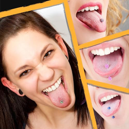 Wholesale 14g Acrylic Bar Tongue Rings Barbells Assorted Colors 110 PCS Acrylic Ball