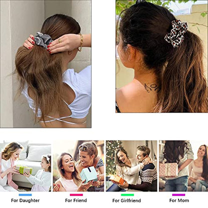 Scrunchies Hair Ties for Girls Women Elastics Bands Ponytail Holder Pack of Neutral Hair Accessories Big Large Scrunchie Cute Hairties for Thick Hair - color: BPGLeopard