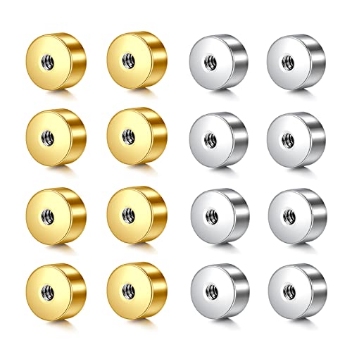 QWALIT 16gauge 14gauge Stainless Steel Replacement Balls for Lip Studs Labret Earrings Piercing Jewelry Septum Rings Externally Threaded Plastic Balls 3mm - 8mm - color: Set G- 16g(3mm) Screw flat backs