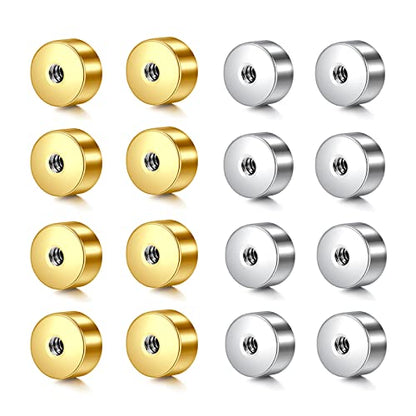 QWALIT 16gauge 14gauge Stainless Steel Replacement Balls for Lip Studs Labret Earrings Piercing Jewelry Septum Rings Externally Threaded Plastic Balls 3mm - 8mm - color: Set G- 16g(3mm) Screw flat backs