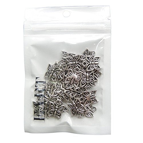 RUBYCA 30PCS Charm Pendant Butterfly 2 Tibetan Metal Beads Silver Color Jewelry Making DIY Bracelet - color: Butterfly-2, size: 30 PCS