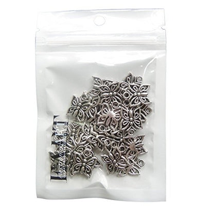 RUBYCA 30PCS Charm Pendant Butterfly 2 Tibetan Metal Beads Silver Color Jewelry Making DIY Bracelet - color: Butterfly-2, size: 30 PCS